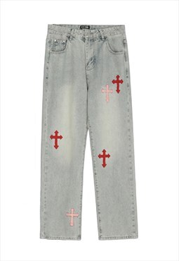Kalodis Simple cross-embroidered jeans