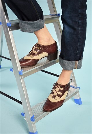 70'S RETRO PARIS CHIC LEATHER OXFORD LACE-UP PUMPS