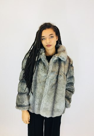 VINTAGE 80S FAUX FUR COAT