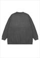 CONTRAST STITCHING SWEATER COLOUR BLOCK KNITTED JUMPER GREY