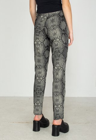 VINTAGE GREY SNAKE PRINTED TROUSERS