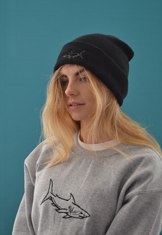 SHARK EMBROIDERED BEANIE