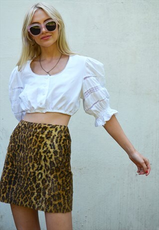 VINTAGE 70S WHITE BANDEAU BOHO SUMMER CROP TOP