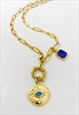 Gold Plated Opaline Eye Medallion Necklace