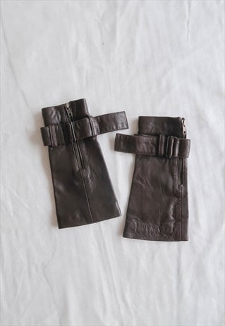 vintage Avant Garde Utility Leather Mittens