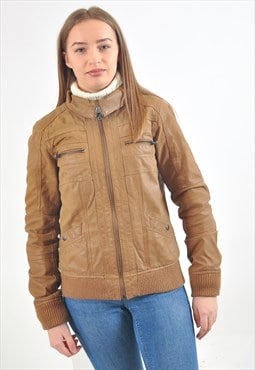 Vintage suede leather jacket in brown
