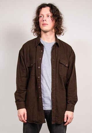 VINTAGE 90'S BROWN THICK FLANNEL SHIRT