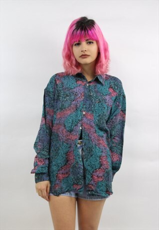 VINTAGE 90'S TURQUOISE PATTERNED SHIRT