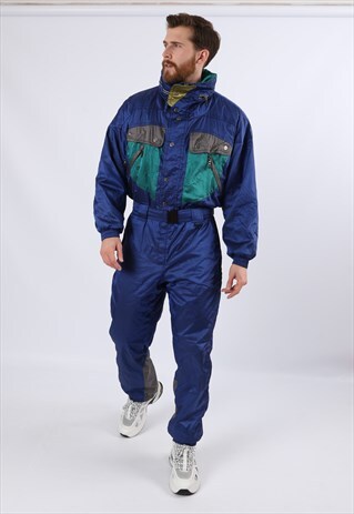VINTAGE 90'S SKISS FULL SKI SUIT SNOW M / L 42" (74A)