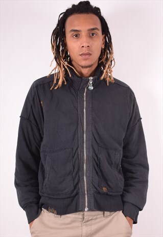 TOMMY HILFIGER MENS VINTAGE JACKET MEDIUM BLACK 90S