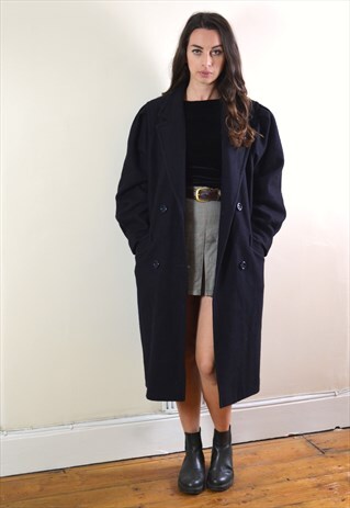 1990S VINTAGE NAVY MAXI COAT