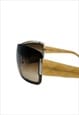 CHANEL SUNGLASSES OVERSIZED SHIELD RIMLESS BROWN VINTAGE SKI