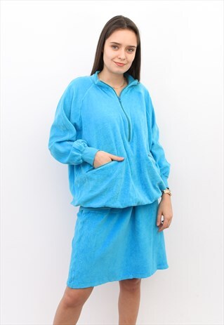 VINTAGE Y2K L TRACK SUIT SET 2 PCS SKIRT JUMPER VELVET
