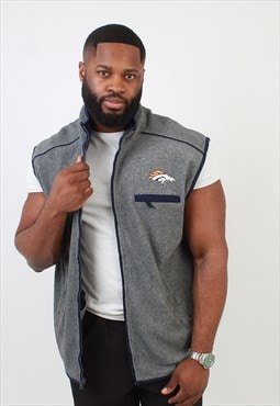 Men's Vintage Puma Denver Broncos Grey Fleece Gilet