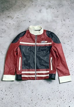 Vintage Men's Y2K Faux Leather Moto Bike Jacket  