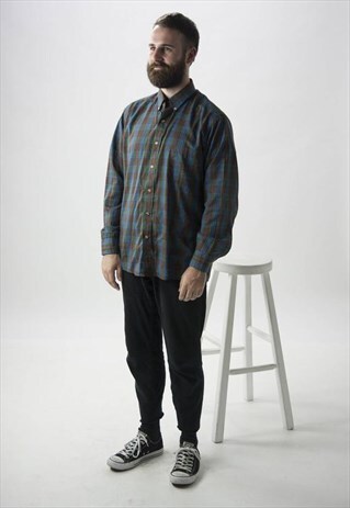 BROWN PLAID SHIRT / LONG SLEEVE BUTTON UP / SUMMER MENS SHIR