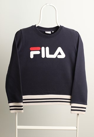 Vintage Fila Crewneck Logo Sweatshirt Navy