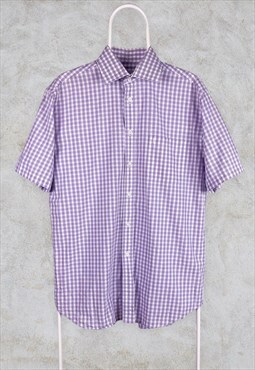 Vintage YSL Yves Saint Laurent Check Shirt Purple Medium
