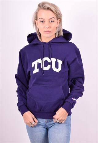 CHAMPION WOMENS VINTAGE HOODIE JUMPER SMALL PURPLE 90'S