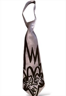 Metallic tie with abstract print 