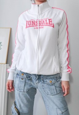 vintage y2k lonsdale white pink sportwear zipped jacket