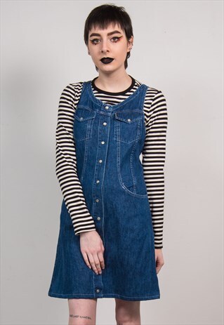 VINTAGE 90'S DARK BLUE DENIM MINI DRESS