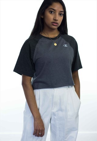 VINTAGE CHAMPION LOGO REWORKED CROP TOP 90S S 3.1