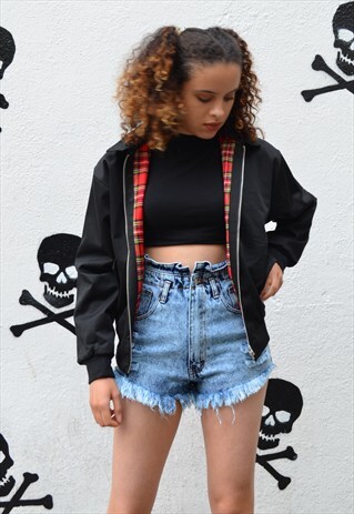 HARRINGTON JACKET BLACK WITH TARTAN