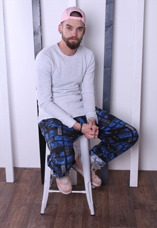 VINTAGE 90S PATTERNED CRAZY PRINT TROUSERS. UNISEX. GYM