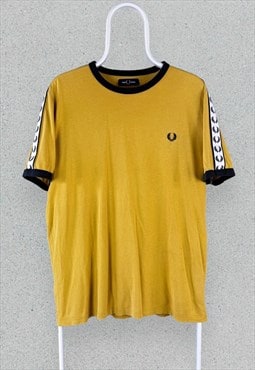 Fred Perry Yellow Ringer T Shirt Taped Seam Mens XL