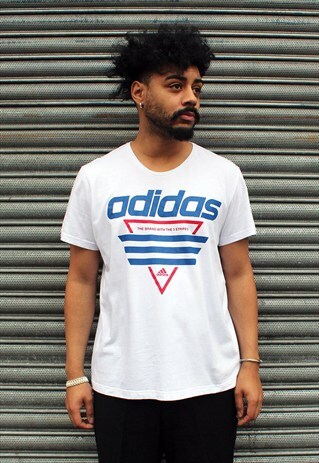WHITE ADIDAS THE BRAND WITH THE 3 STRIPES T-SHIRT