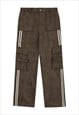 VELVET CARGO POCKET JOGGERS STRIPED SKATER JOGGERS IN BROWN