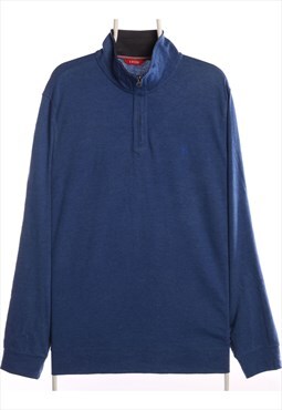 Izod 90's Quarter Zip Knitted Jumper / Sweater Large Blue