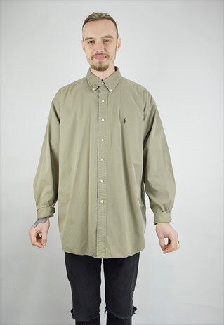 VINTAGE 90S BEIGE RALPH LAUREN BLAKE LONG SLEEVED SHIRT