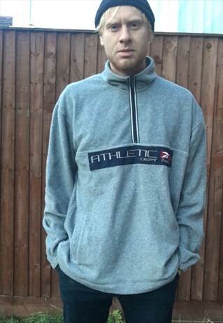 VINTAGE REEBOK ATHLETIC FLEECE SWEATSHIRT JUMPER 1/4