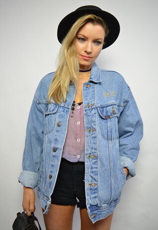 VINTAGE 90S LEE OVERSIZED MEDIUM BLUE WASH DENIM JACKET