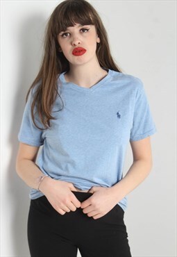 Vintage Polo Ralph Lauren V Neck T-Shirt - Blue