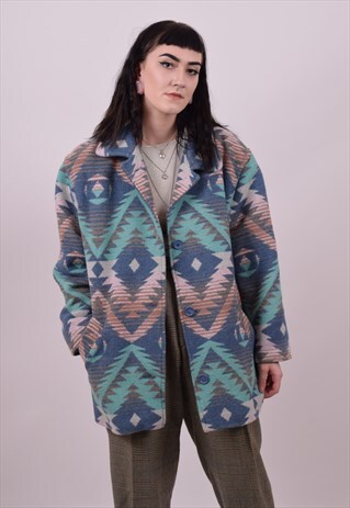VINTAGE 80'S AZTEC OVERSIZED FESTIVAL COAT 10 12 14 16