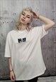 GHOST EYE PRINT TEE CREEPY GOTH T-SHIRT ROCKER TOP IN WHITE