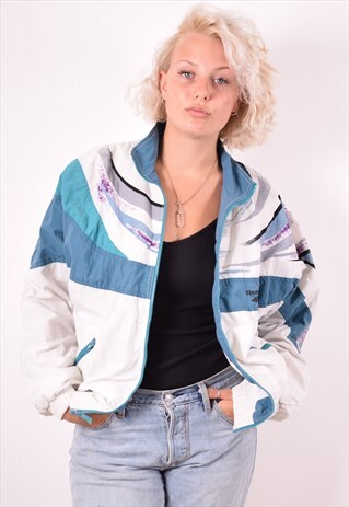 REEBOK WOMENS VINTAGE TRACKSUIT TOP JACKET XL MULTI 90S
