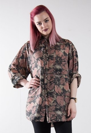 VINTAGE 90'S PATTERNED OVERSIZE SILK SHIRT