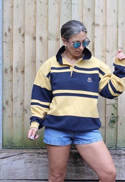 Vintage 1990s yellow and blue striped sweatshirt