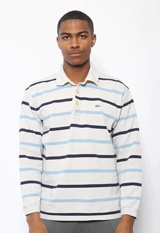 VINTAGE LACOSTE LOGO LONG SLEEVED STRIPED RUGBY SHIRT
