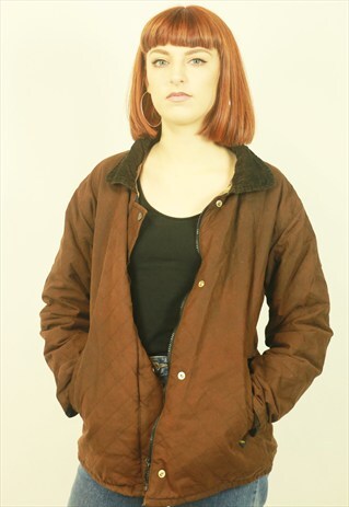 VINTAGE QUILTED BROWN JACKET
