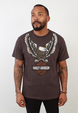 Vintage Harley Davidson eagle graphic brown t shirt