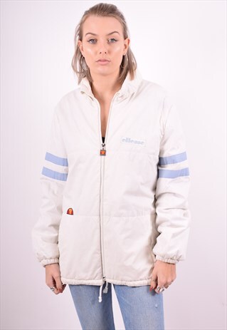 ELLESSE WOMENS VINTAGE PADDED JACKET SMALL WHITE 90'S