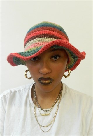 PINK MULTI STRIPES CROCHET HAT