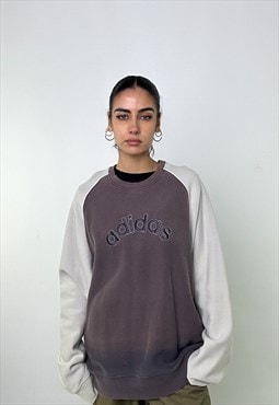 Grey Two Tone y2ks Adidas Embroidered Spellout Sweatshirt