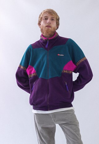 VINTAGE MENS BERGHAUS FLEECE FULL ZIP JACKET AZTEC