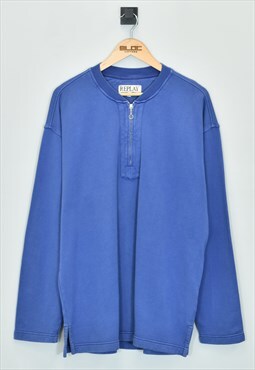 Vintage Replay Quarter Zip Sweatshirt Blue XXLarge